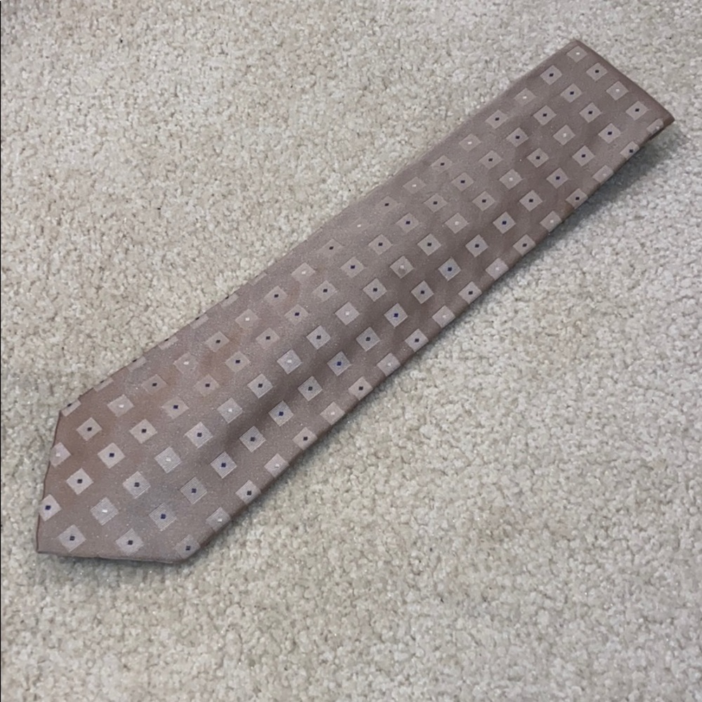 Calvin Klein 100% silk necktie - tan cubes